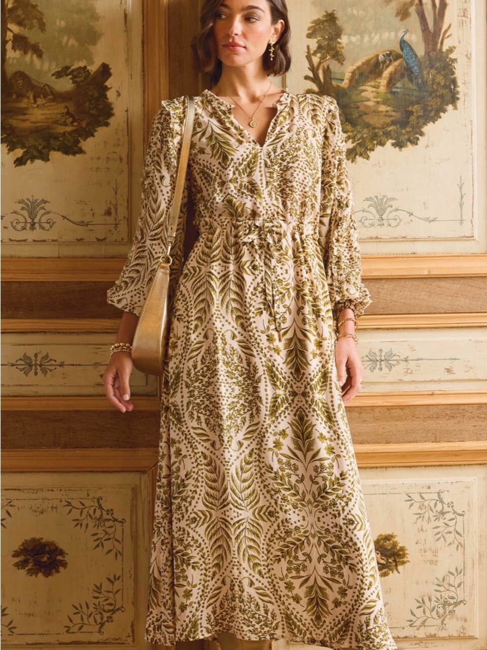 Spartina 449 Willena Long-Sleeve Midi Dress Guerard Estate Fern